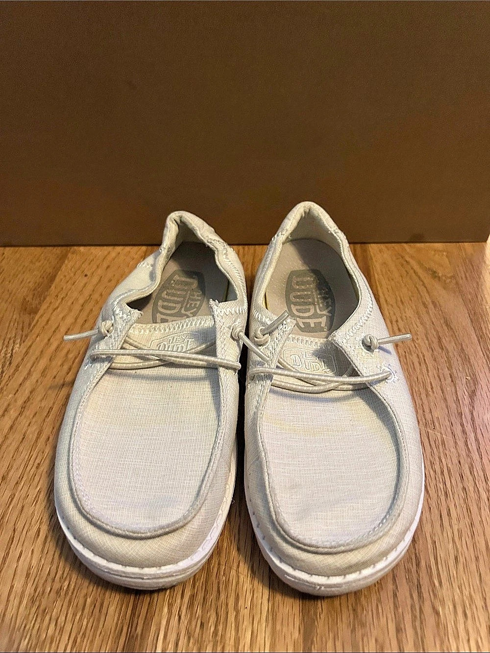Hey Dude Wendy Canvas Youth Star Boat Shoes Cream US K12